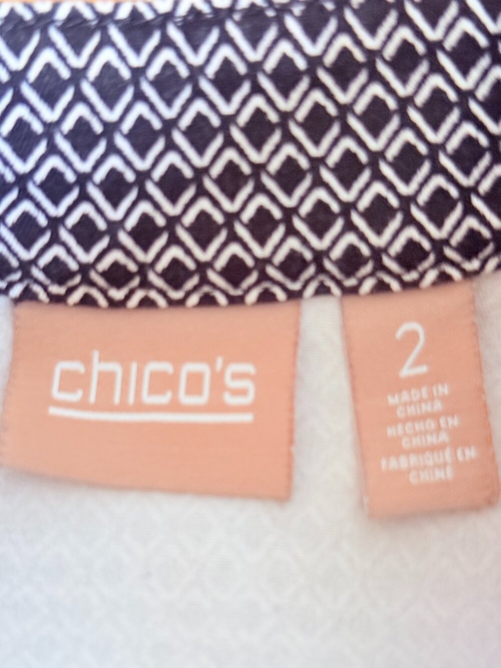 Chico's Black/White Print 3/4 Sleeve Jacket Womens Size 2 (12-14) Officecore CEO - Picture 8 of 12